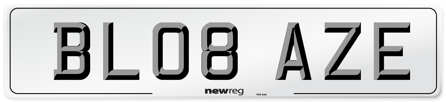 BL08 AZE Number Plate from New Reg